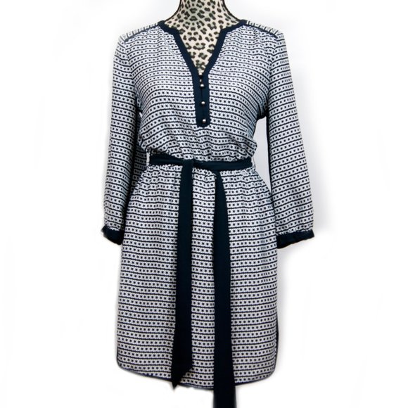 Banana Republic Dress Sz 8 Blue White - Picture 1 of 13